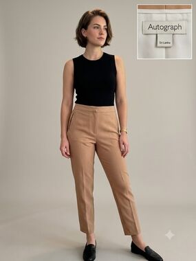 Autograph Marks & Spencer Golden Tan Dress Pants High Rise Trousers Long US 12